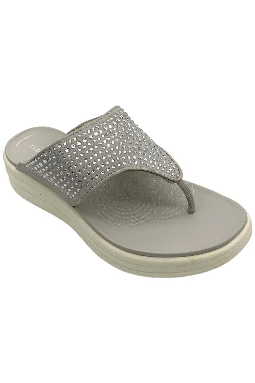 Clarks Cloudsteppers Women's Drift Jaunt Thong Sandals Silver - Medium